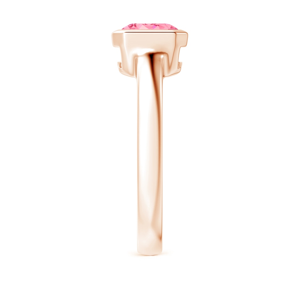 8.5x6.5mm Labgrown East-West Emerald-Cut Lab-Grown Fancy Intense Pink Diamond Solitaire Ring in Bezel Setting in Rose Gold side 299