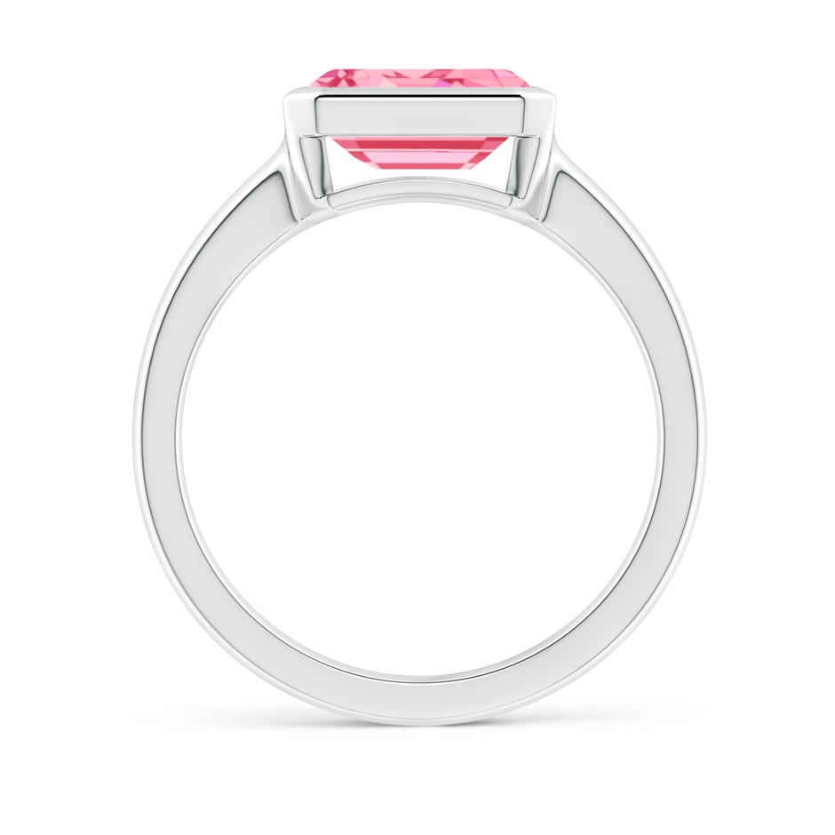 8.5x6.5mm Labgrown East-West Emerald-Cut Lab-Grown Fancy Intense Pink Diamond Solitaire Ring in Bezel Setting in White Gold side 199