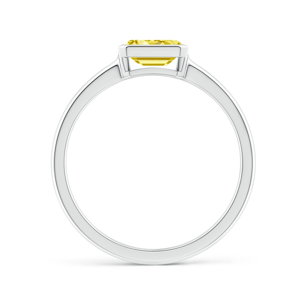 6x4mm Labgrown East-West Emerald-Cut Lab-Grown Fancy Intense Yellow Diamond Solitaire Ring in Bezel Setting in P950 Platinum - side 199