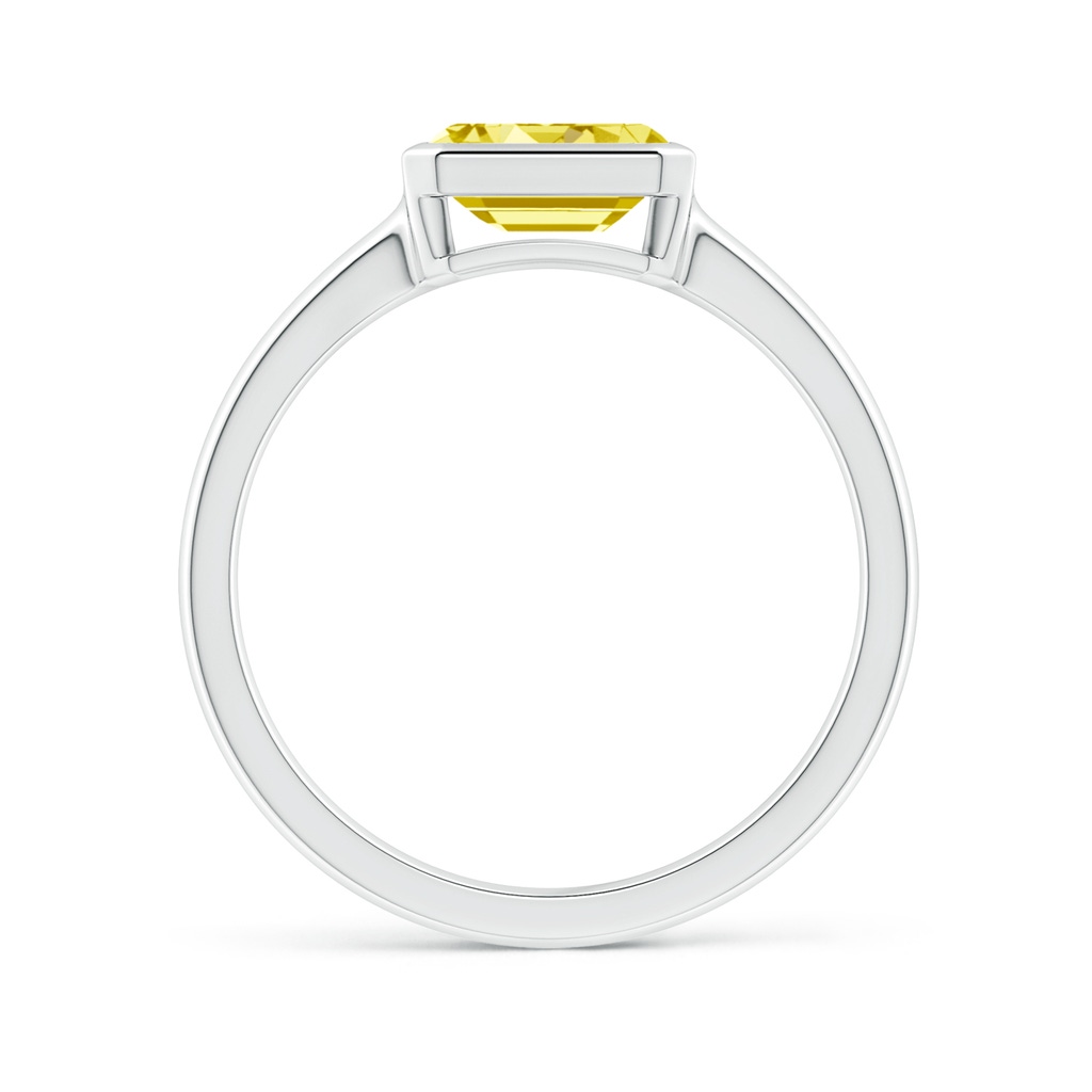 7x5mm Labgrown East-West Emerald-Cut Lab-Grown Fancy Intense Yellow Diamond Solitaire Ring in Bezel Setting in White Gold - side 199
