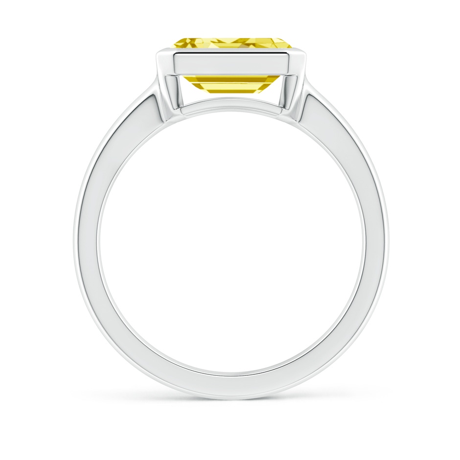 8.5x6.5mm Labgrown East-West Emerald-Cut Lab-Grown Fancy Intense Yellow Diamond Solitaire Ring in Bezel Setting in P950 Platinum side 199