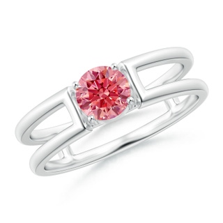 5mm Labgrown Lab-Grown Fancy Intense Pink Diamond Solitaire Parallel Split Shank Ring in White Gold