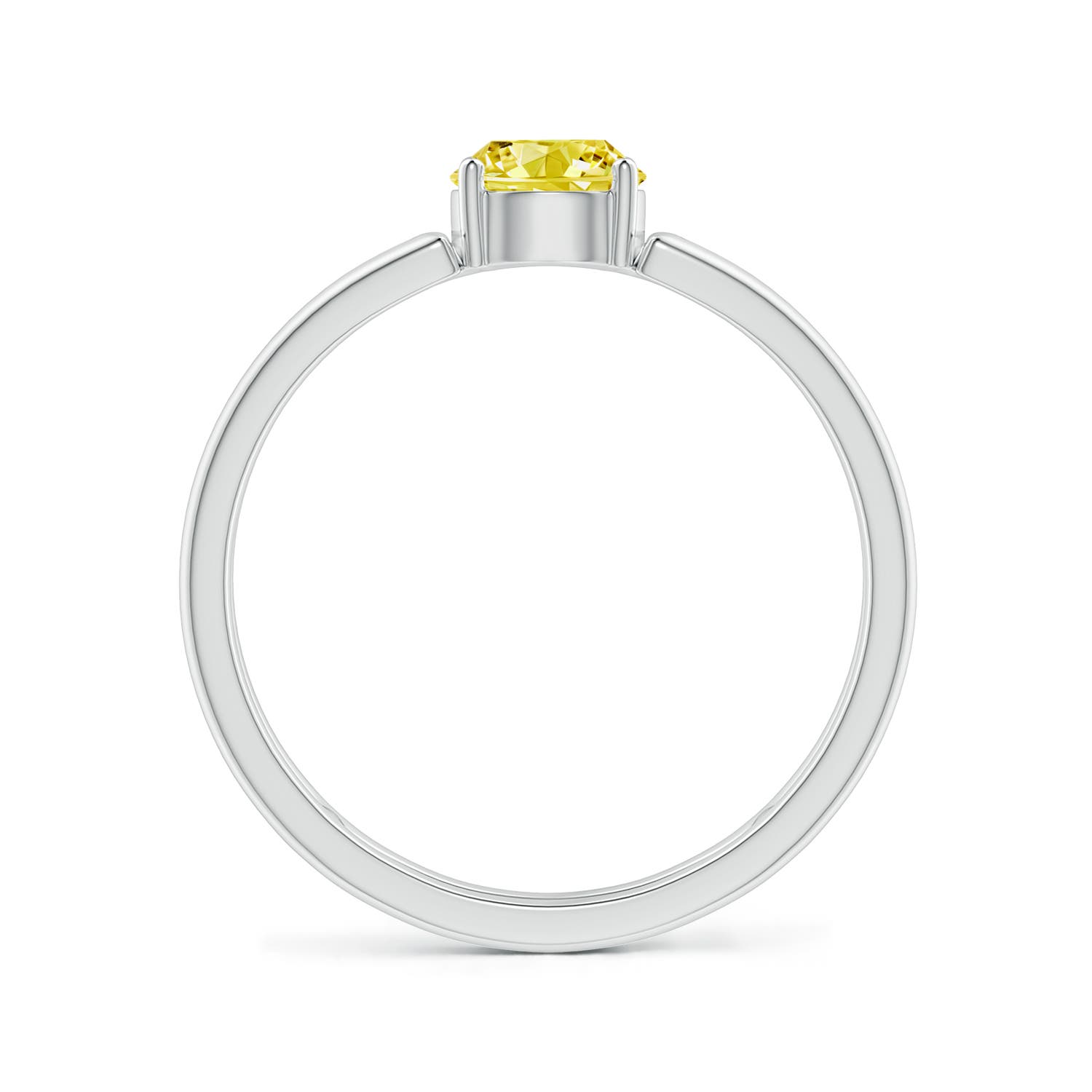5mm Labgrown Lab-Grown Fancy Intense Yellow Diamond Solitaire Parallel Split Shank Ring in 18K White Gold