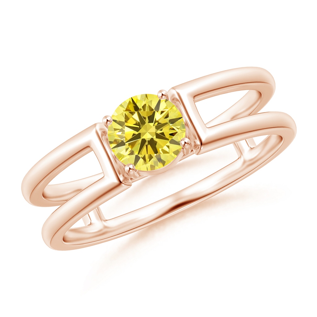 5mm Labgrown Lab-Grown Fancy Intense Yellow Diamond Solitaire Parallel Split Shank Ring in Rose Gold