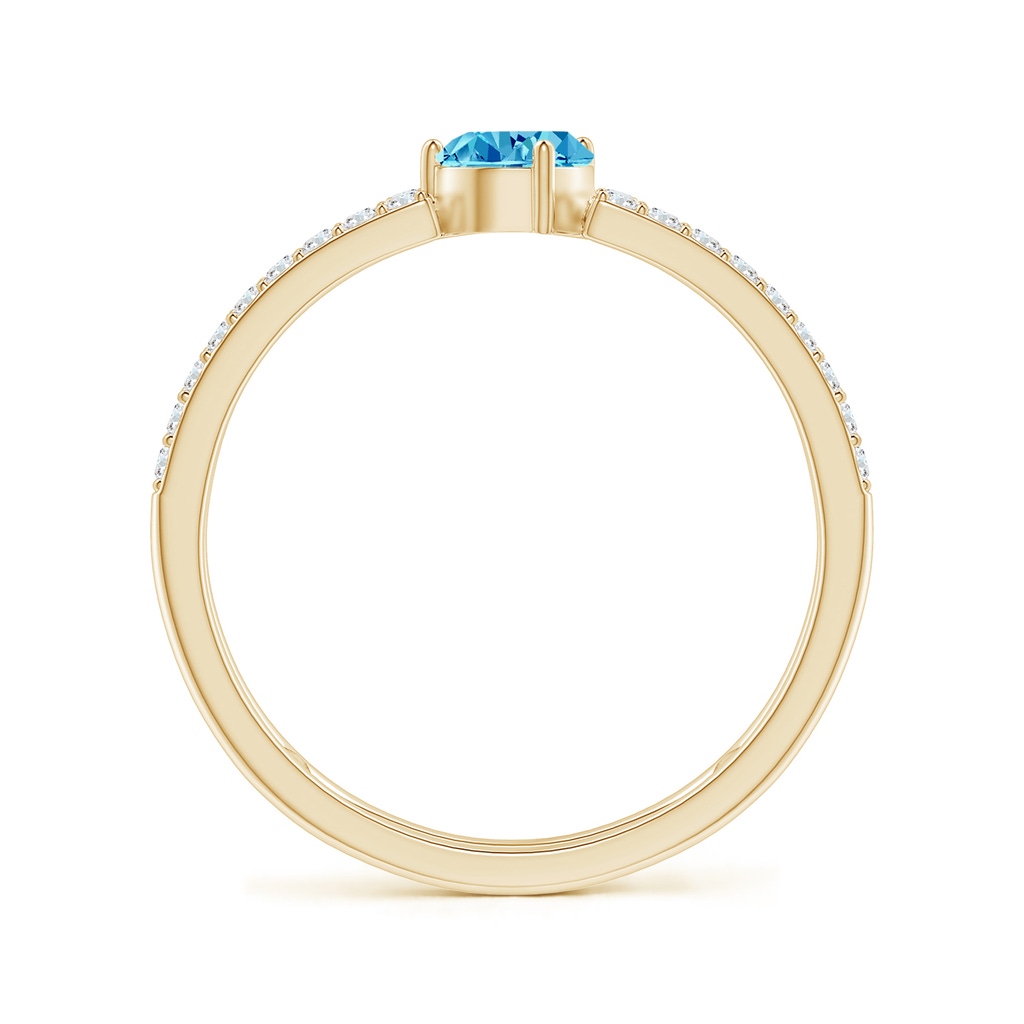 6x4mm Labgrown Tilted Pear Lab-Grown Fancy Intense Blue Diamond Parallel Split Shank Ring in Yellow Gold - side 199