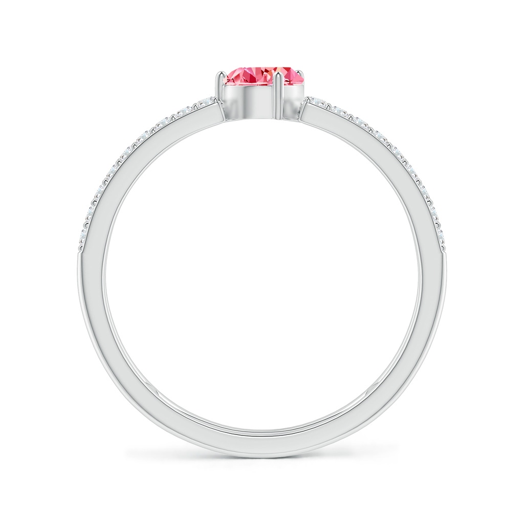 6x4mm Labgrown Tilted Pear Lab-Grown Fancy Intense Pink Diamond Parallel Split Shank Ring in White Gold - side 199
