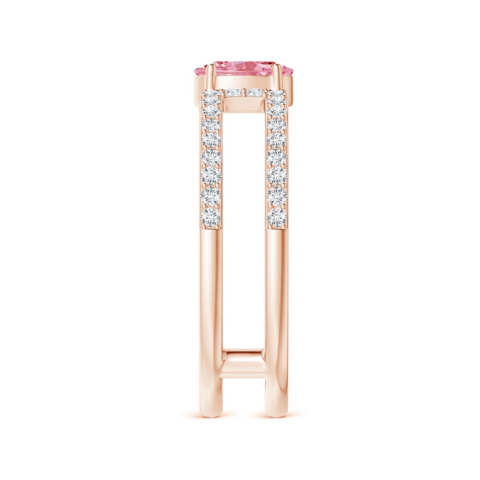6x4mm Labgrown Oval Lab-Grown Fancy Intense Pink Diamond Parallel Split Shank Ring with Accents in Rose Gold side 299