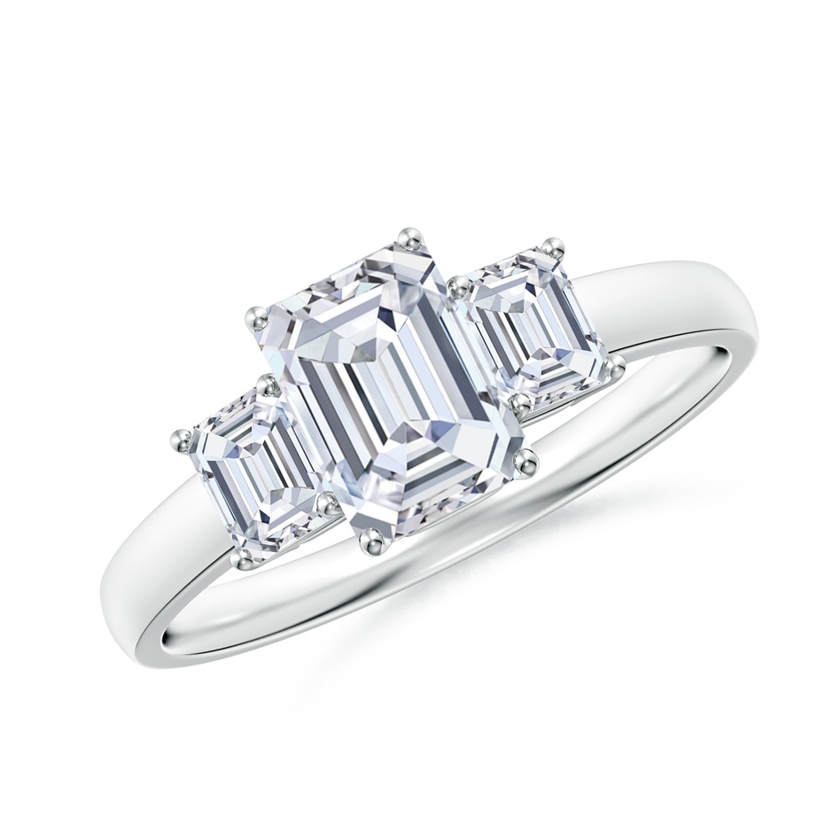 7x5mm FGVS Lab-Grown Emerald-Cut Diamond Three Stone Ring in White Gold 