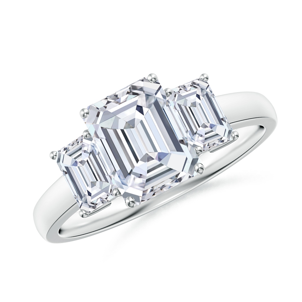 8x6mm FGVS Lab-Grown Emerald-Cut Diamond Three Stone Ring in White Gold