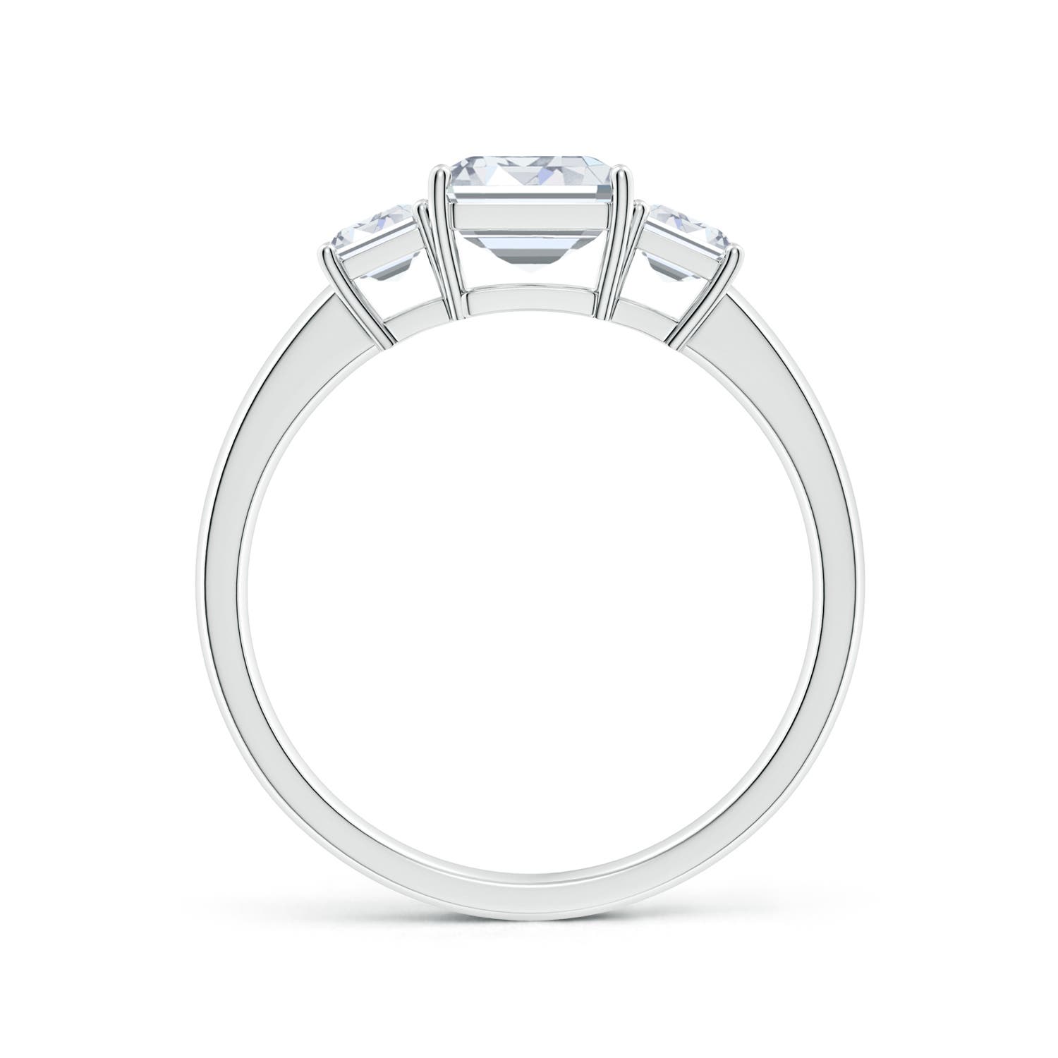 8x6mm FGVS Lab-Grown Emerald-Cut Diamond Three Stone Ring in White Gold - side 3