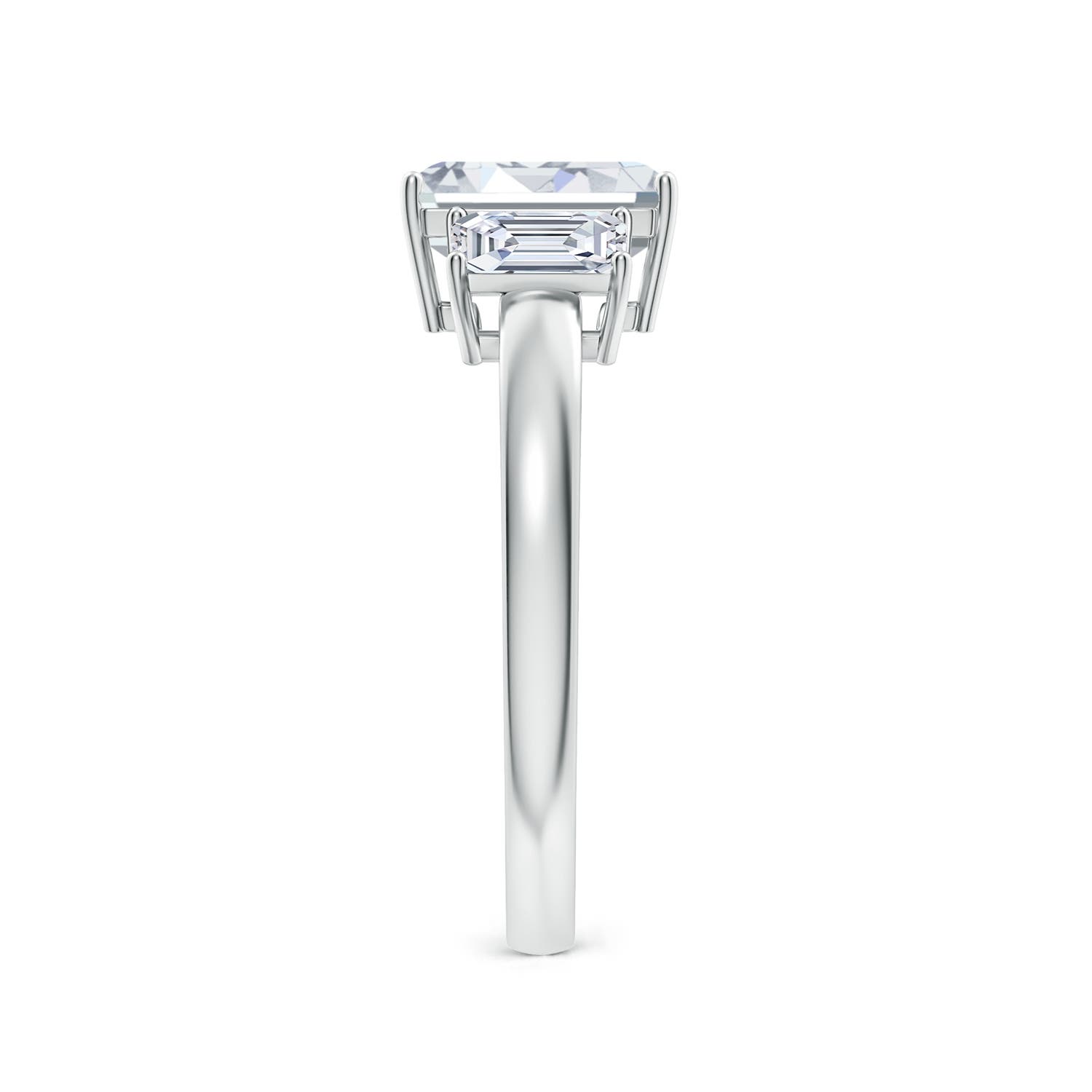 8x6mm FGVS Lab-Grown Emerald-Cut Diamond Three Stone Ring in White Gold - side 4