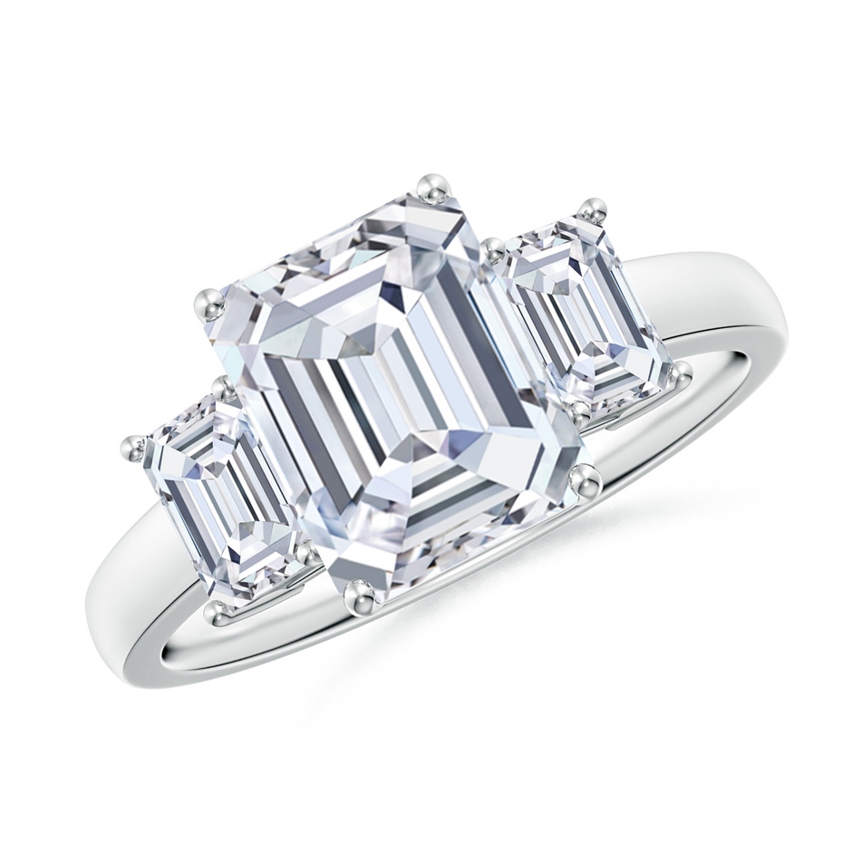 9x7mm FGVS Lab-Grown Emerald-Cut Diamond Three Stone Ring in P950 Platinum 