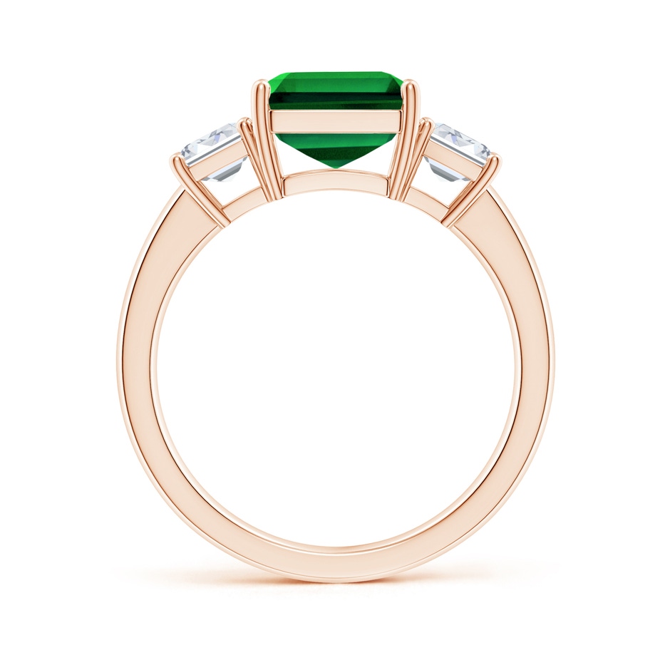 10x8mm Labgrown Lab-Grown Emerald-Cut Emerald and Lab Diamond Three Stone Ring in Rose Gold side 199