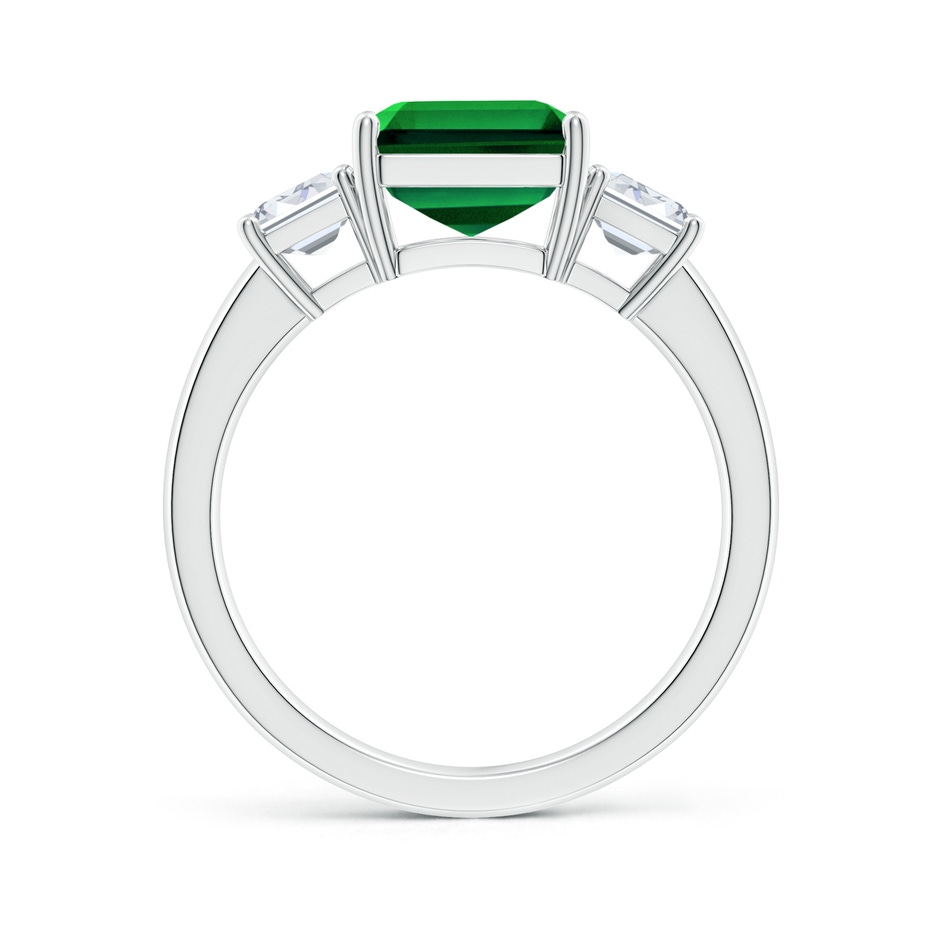 10x8mm Labgrown Lab-Grown Emerald-Cut Emerald and Lab Diamond Three Stone Ring in S999 Silver side 199