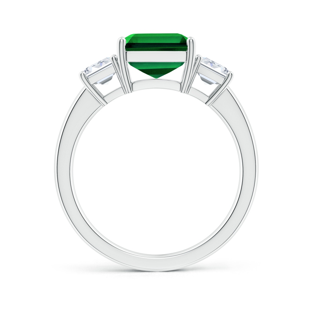10x8mm Labgrown Lab-Grown Emerald-Cut Emerald and Lab Diamond Three Stone Ring in White Gold - side 199