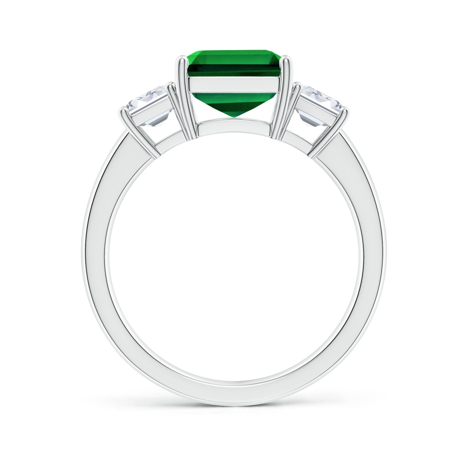 10x8mm Labgrown Lab-Grown Emerald-Cut Emerald and Lab Diamond Three Stone Ring in White Gold side 199