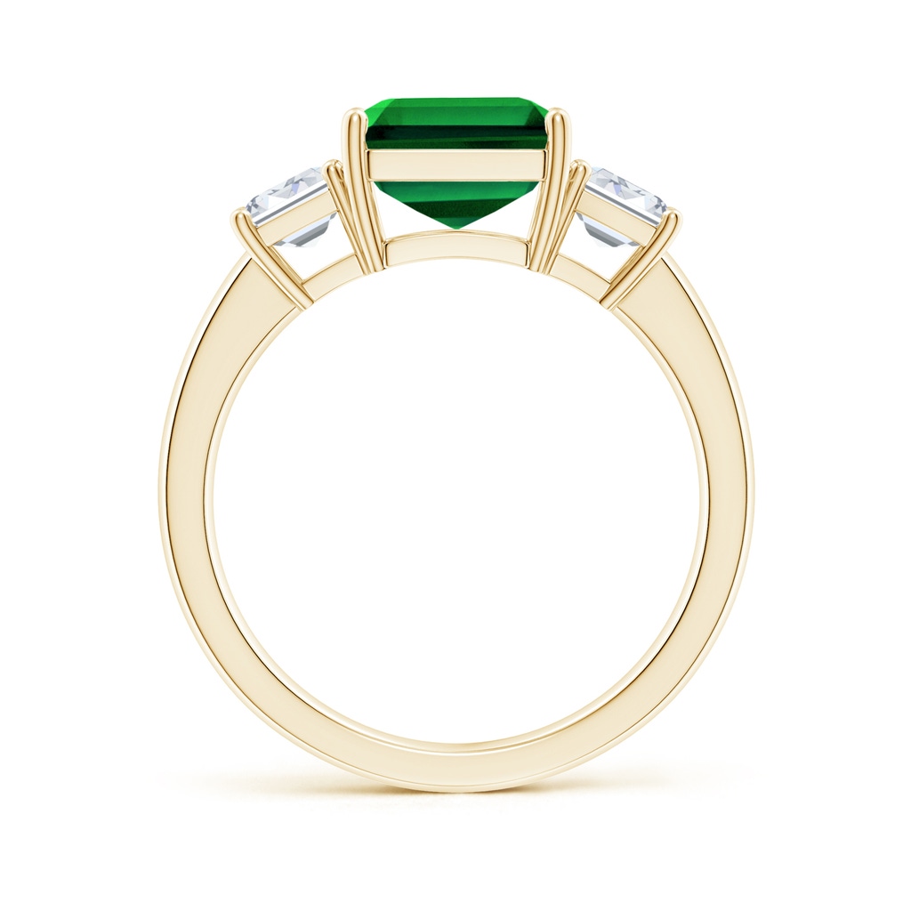 10x8mm Labgrown Lab-Grown Emerald-Cut Emerald and Lab Diamond Three Stone Ring in Yellow Gold - side 199
