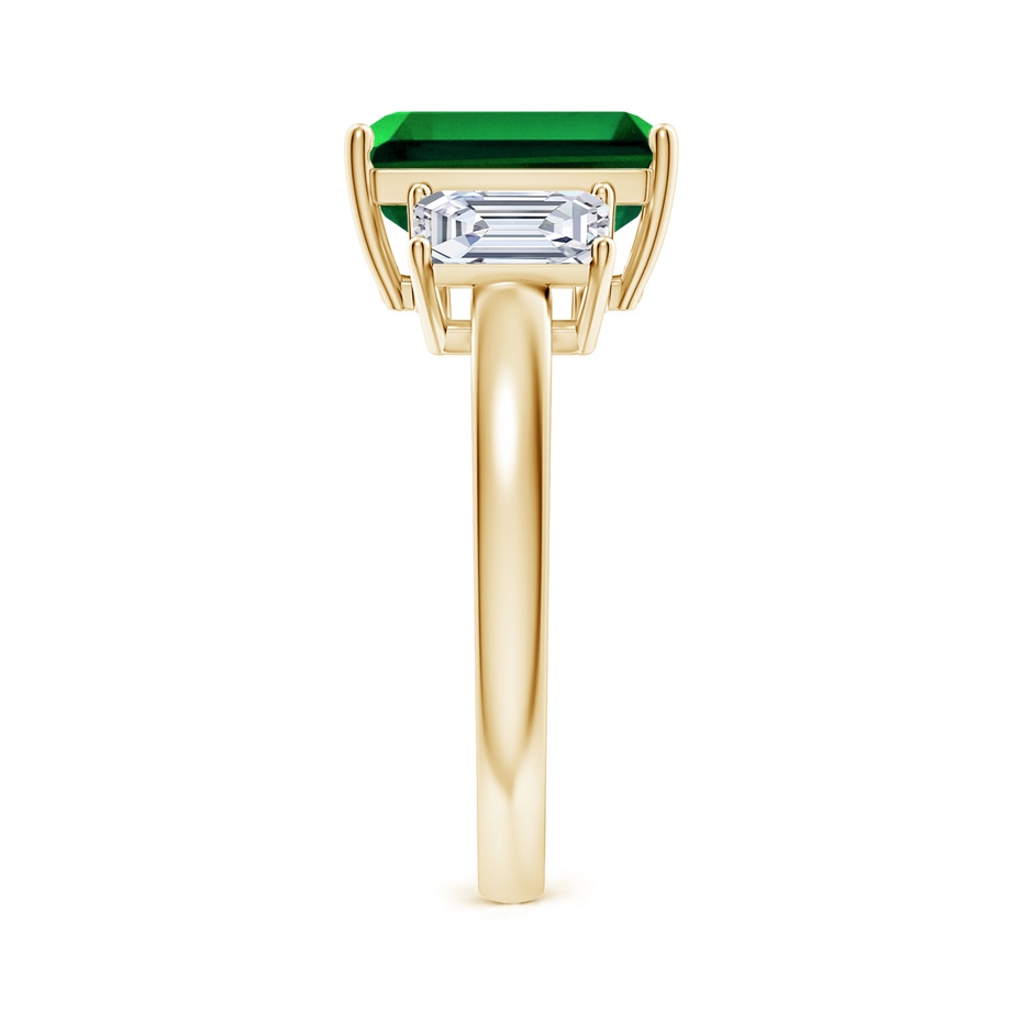 10x8mm Labgrown Lab-Grown Emerald-Cut Emerald and Lab Diamond Three Stone Ring in Yellow Gold side 299