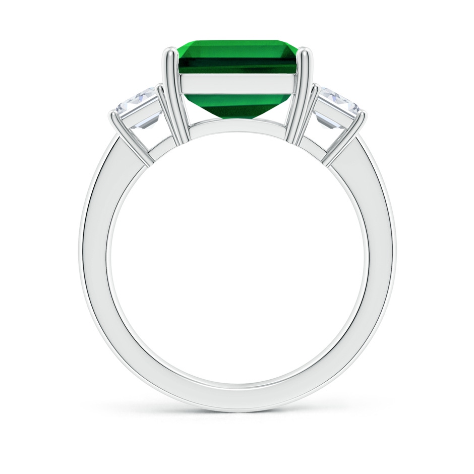 12x10mm Labgrown Lab-Grown Emerald-Cut Emerald and Lab Diamond Three Stone Ring in 18K White Gold side 199