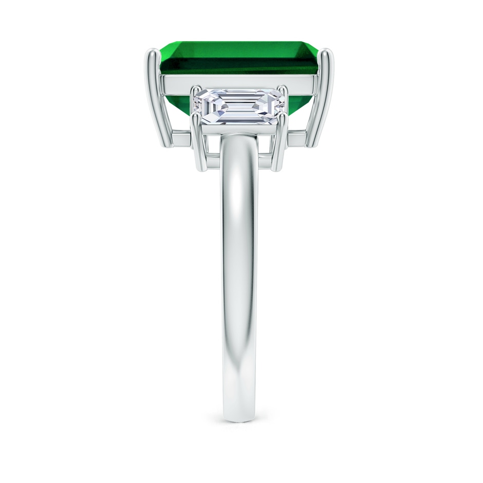 12x10mm Labgrown Lab-Grown Emerald-Cut Emerald and Lab Diamond Three Stone Ring in 18K White Gold side 299
