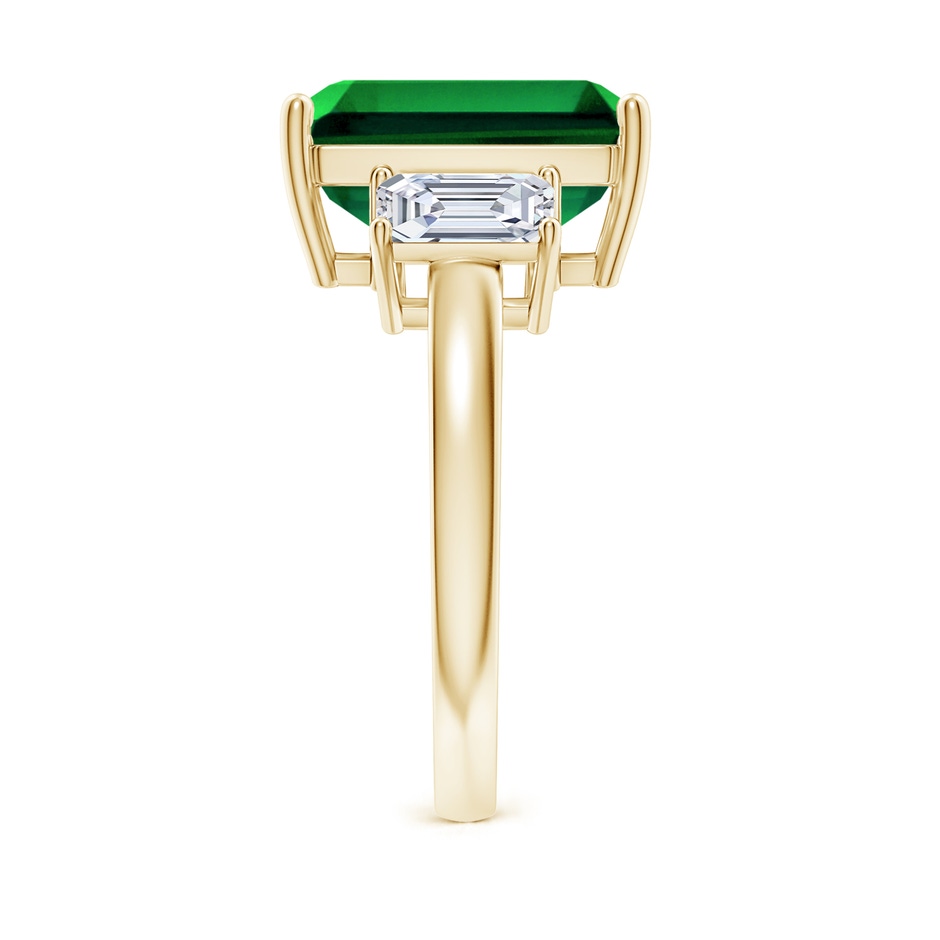 12x10mm Labgrown Lab-Grown Emerald-Cut Emerald and Lab Diamond Three Stone Ring in 18K Yellow Gold side 299