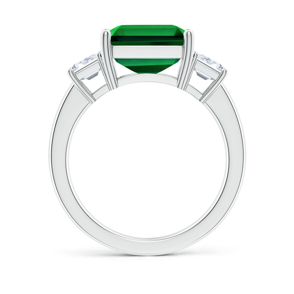 12x10mm Labgrown Lab-Grown Emerald-Cut Emerald and Lab Diamond Three Stone Ring in P950 Platinum - side 199