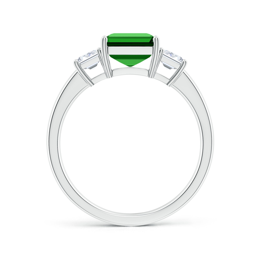 9x7mm Labgrown Lab-Grown Emerald-Cut Emerald and Lab Diamond Three Stone Ring in P950 Platinum Side 199