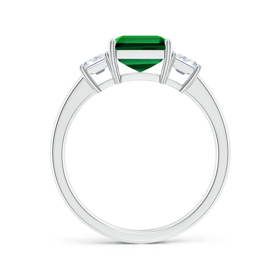 9x7mm Labgrown Lab-Grown Emerald-Cut Emerald and Lab Diamond Three Stone Ring in S999 Silver side 199