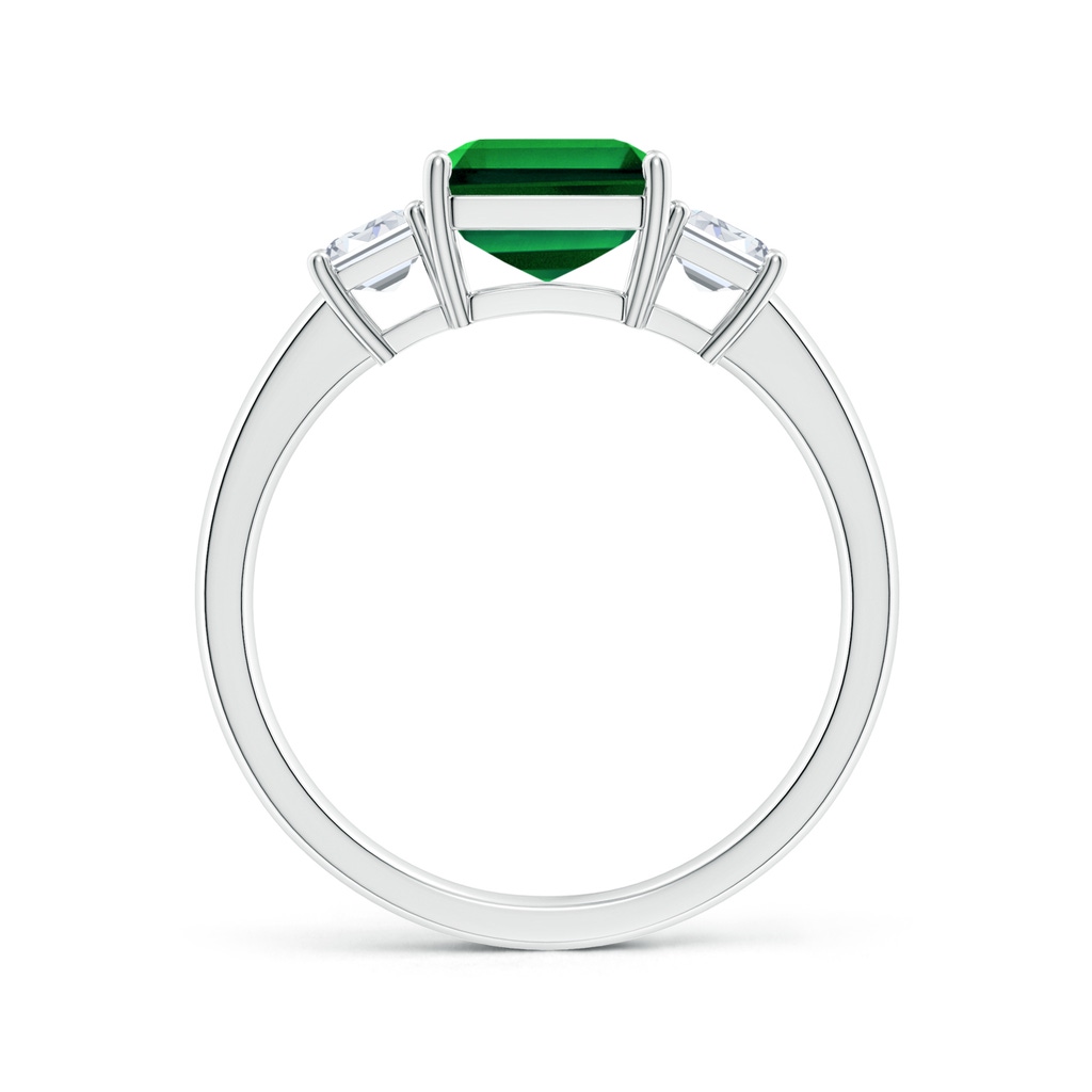 9x7mm Labgrown Lab-Grown Emerald-Cut Emerald and Lab Diamond Three Stone Ring in White Gold - side 199