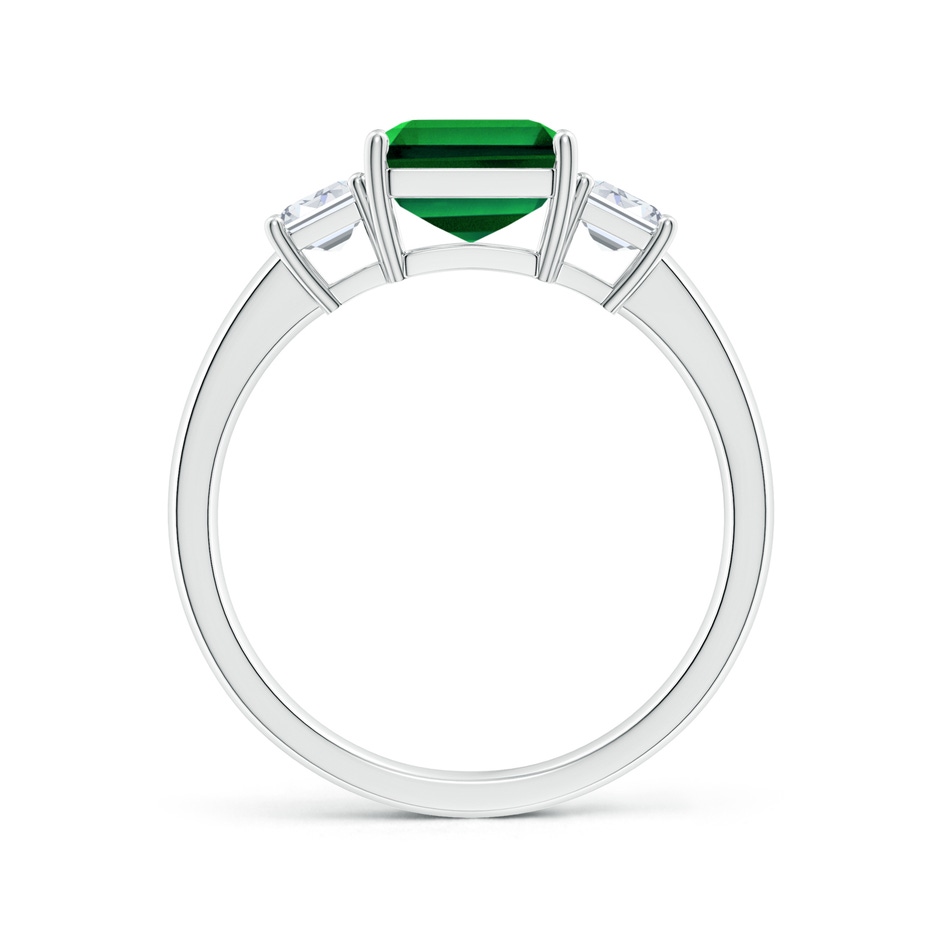 9x7mm Labgrown Lab-Grown Emerald-Cut Emerald and Lab Diamond Three Stone Ring in White Gold side 199