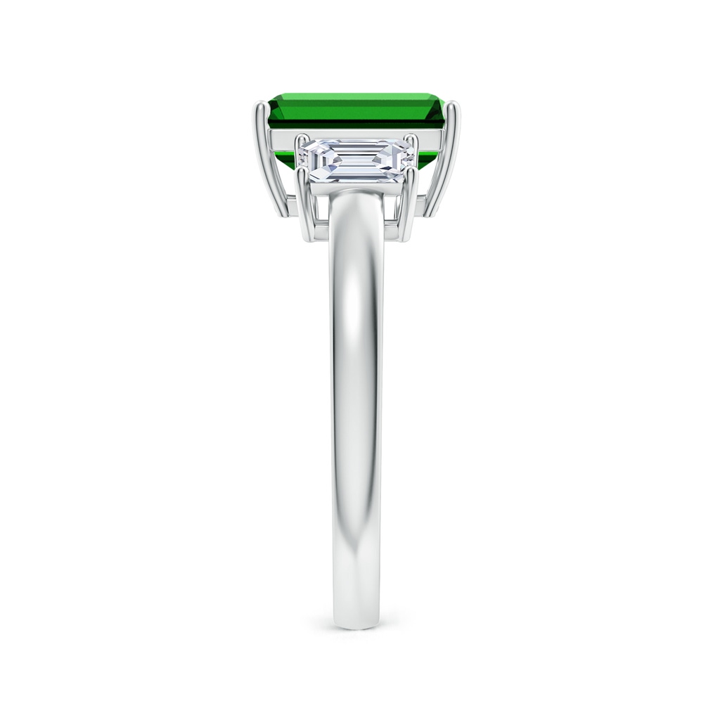 9x7mm Labgrown Lab-Grown Emerald-Cut Emerald and Lab Diamond Three Stone Ring in White Gold Side 299