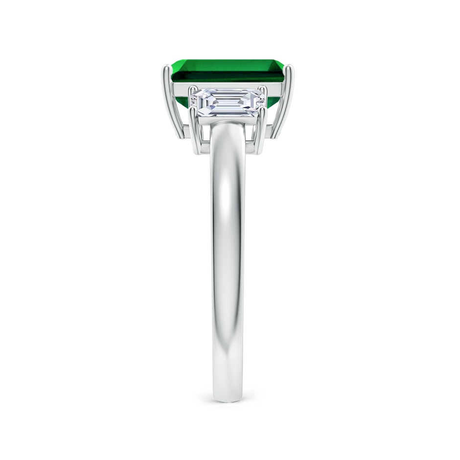 9x7mm Labgrown Lab-Grown Emerald-Cut Emerald and Lab Diamond Three Stone Ring in White Gold side 299