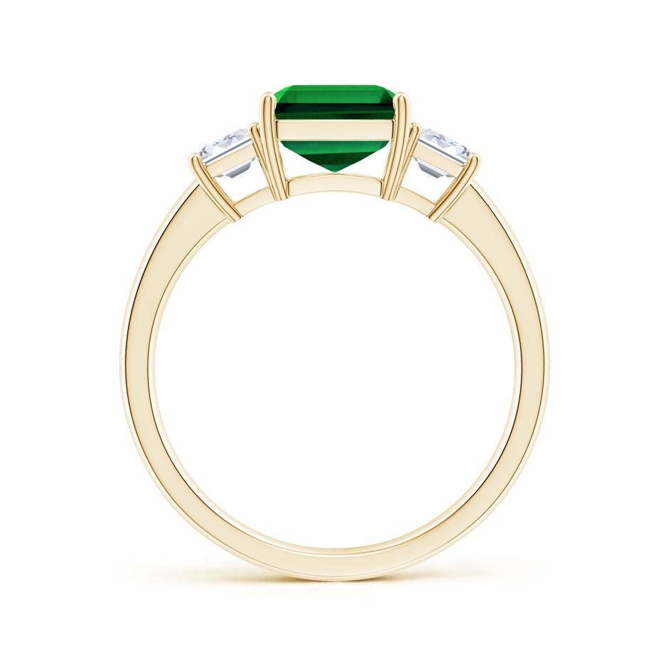 9x7mm Labgrown Lab-Grown Emerald-Cut Emerald and Lab Diamond Three Stone Ring in Yellow Gold side 199