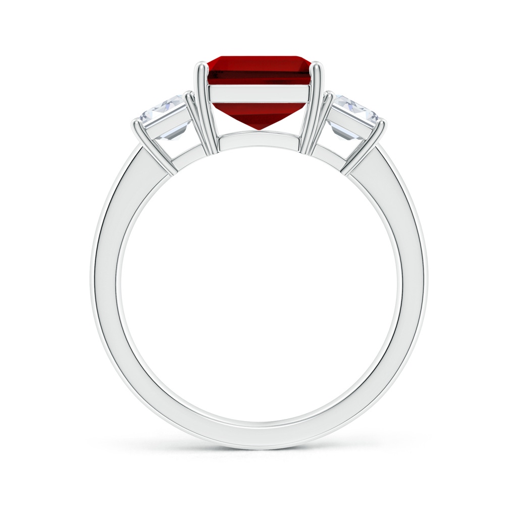 10x8mm Labgrown Lab-Grown Emerald-Cut Ruby and Lab Diamond Three Stone Ring in S999 Silver - side 199
