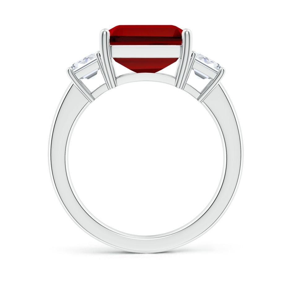 12x10mm Labgrown Lab-Grown Emerald-Cut Ruby and Lab Diamond Three Stone Ring in P950 Platinum side 199
