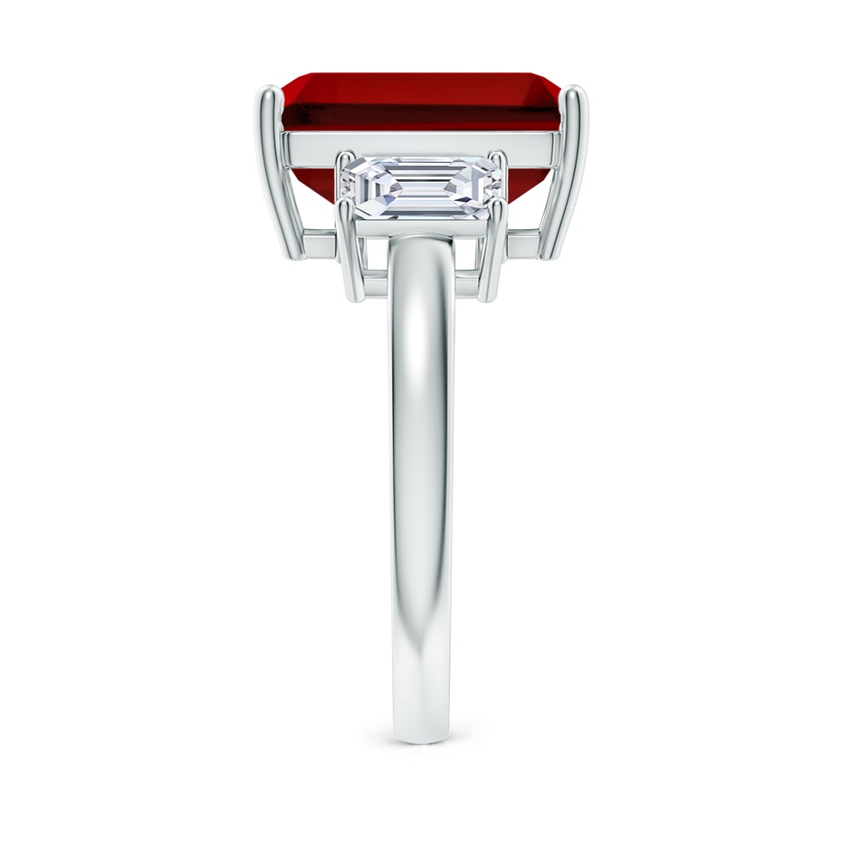 12x10mm Labgrown Lab-Grown Emerald-Cut Ruby and Lab Diamond Three Stone Ring in P950 Platinum side 299