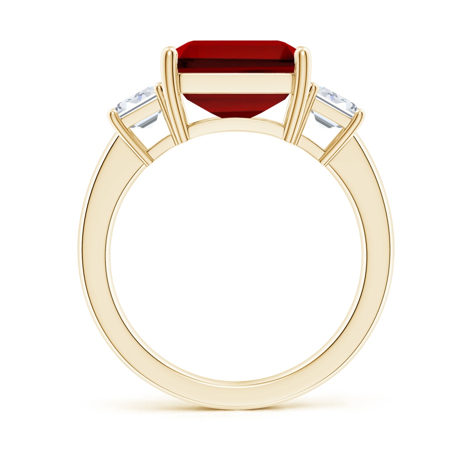 12x10mm Labgrown Lab-Grown Emerald-Cut Ruby and Lab Diamond Three Stone Ring in Yellow Gold side 199
