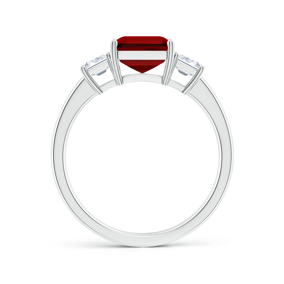 9x7mm Labgrown Lab-Grown Emerald-Cut Ruby and Lab Diamond Three Stone Ring in S999 Silver side 199