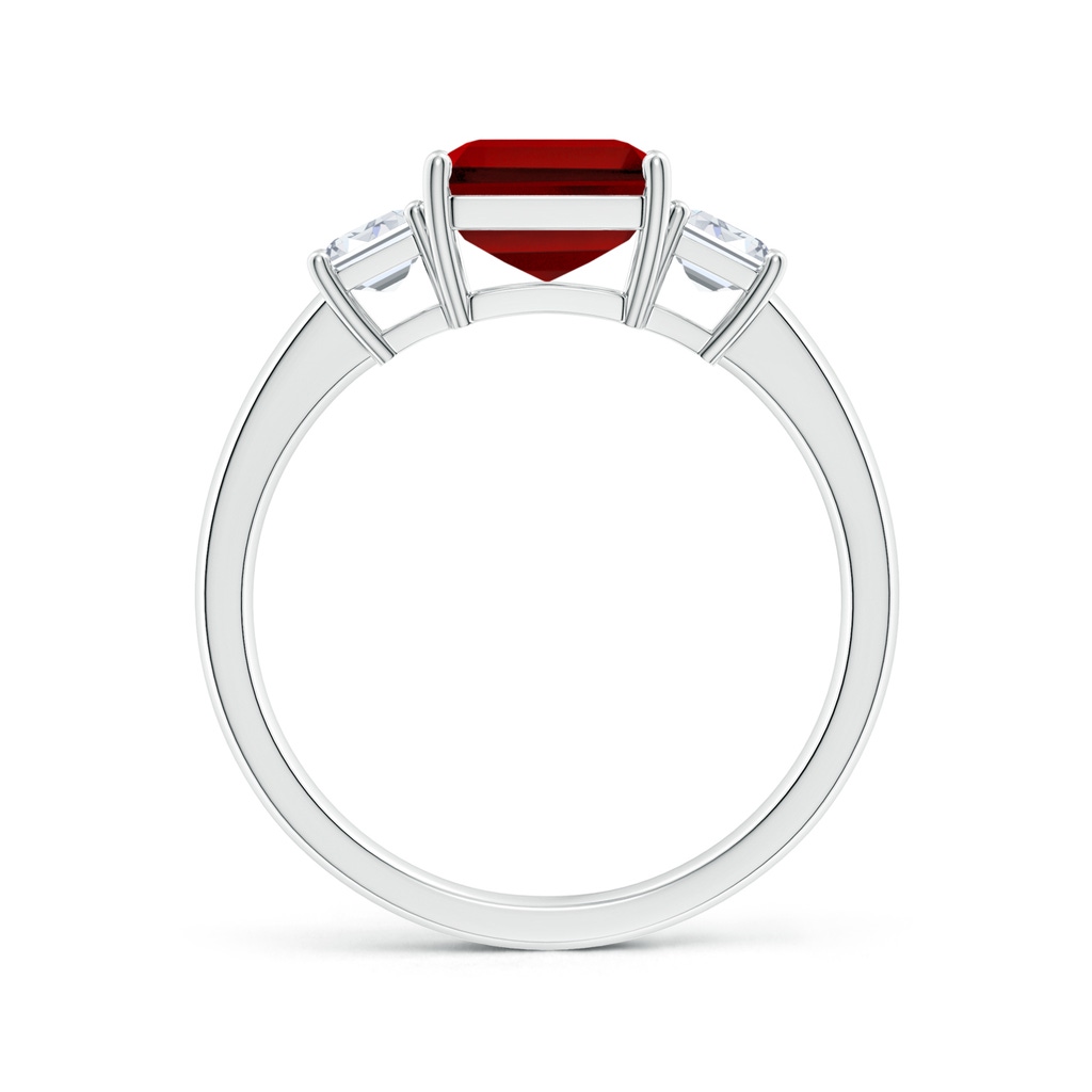9x7mm Labgrown Lab-Grown Emerald-Cut Ruby and Lab Diamond Three Stone Ring in White Gold - side 199