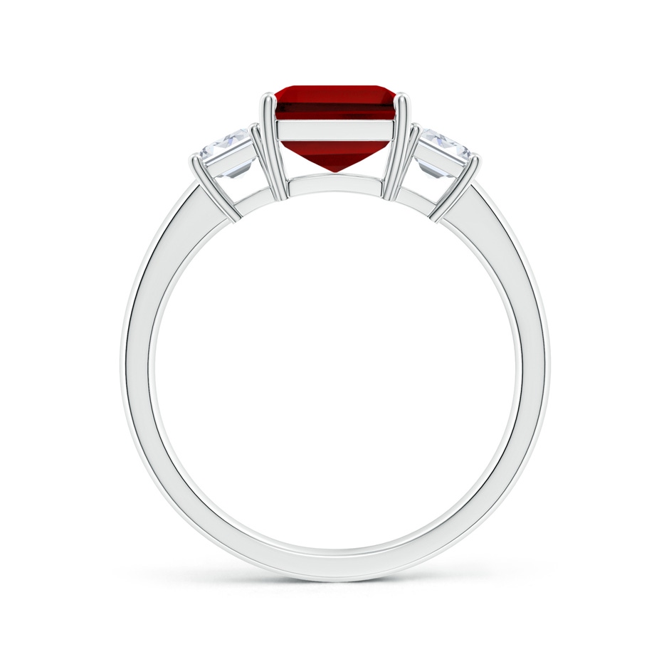 9x7mm Labgrown Lab-Grown Emerald-Cut Ruby and Lab Diamond Three Stone Ring in White Gold side 199