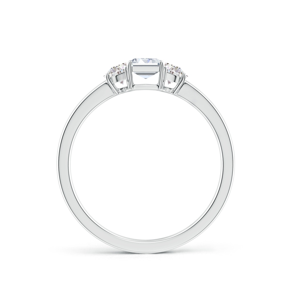 6x4mm FGVS Lab-Grown Emerald-Cut and Half Moon Diamond Three Stone Ring in White Gold - side 199