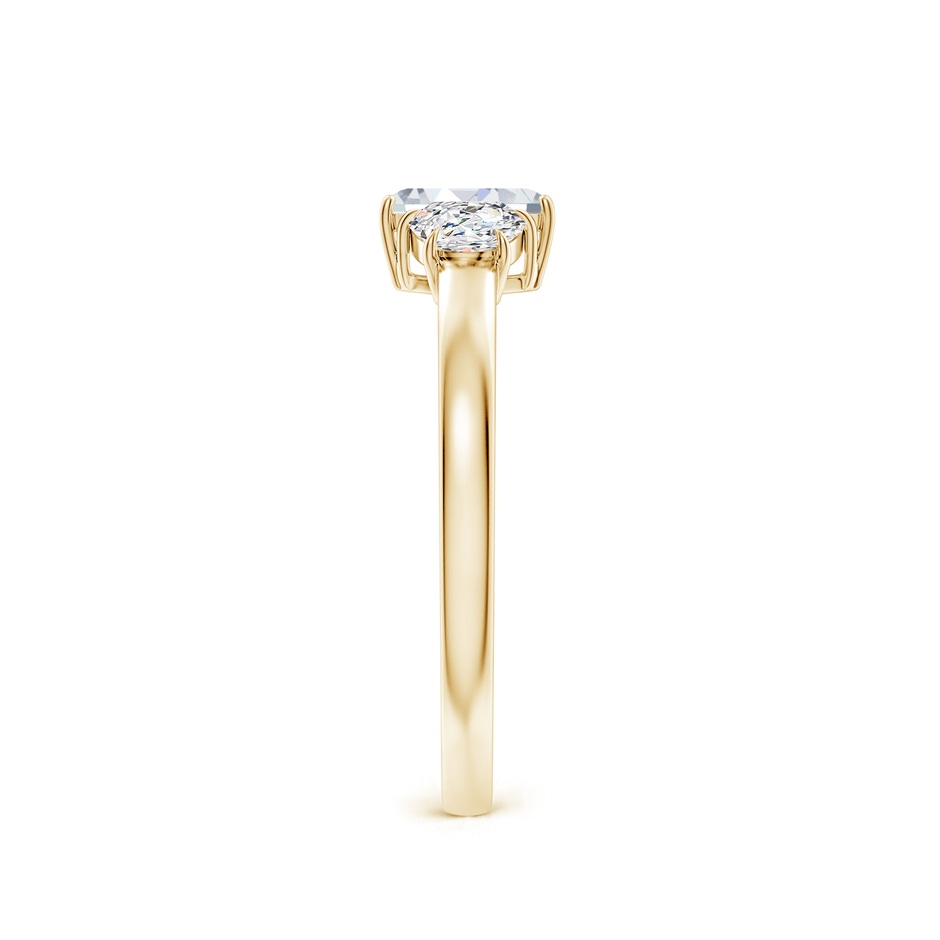 6x4mm FGVS Lab-Grown Emerald-Cut and Half Moon Diamond Three Stone Ring in Yellow Gold side 299