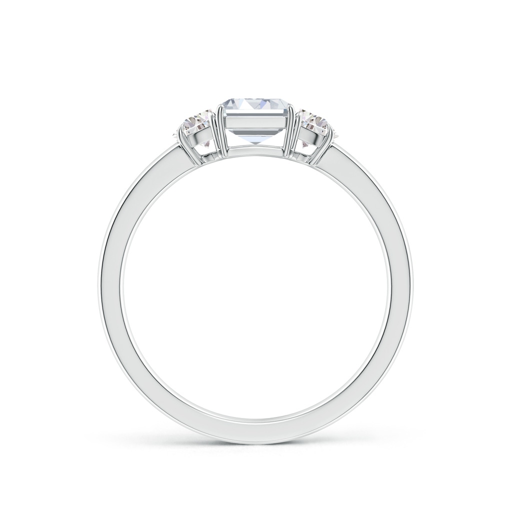 7x5mm FGVS Lab-Grown Emerald-Cut and Half Moon Diamond Three Stone Ring in P950 Platinum - side 199