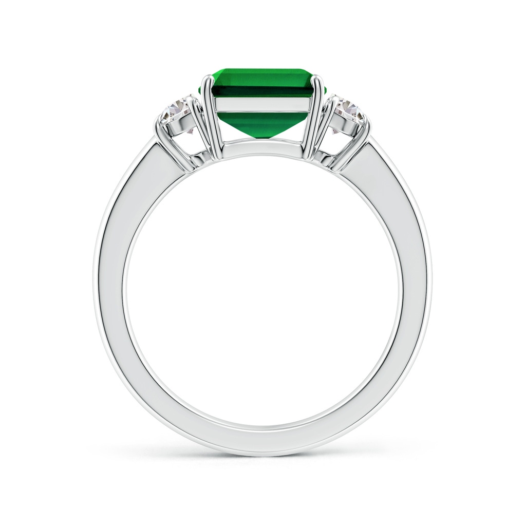 10x8mm Labgrown Lab-Grown Emerald-Cut Emerald and Half Moon Lab Diamond Three Stone Ring in S999 Silver - side 199