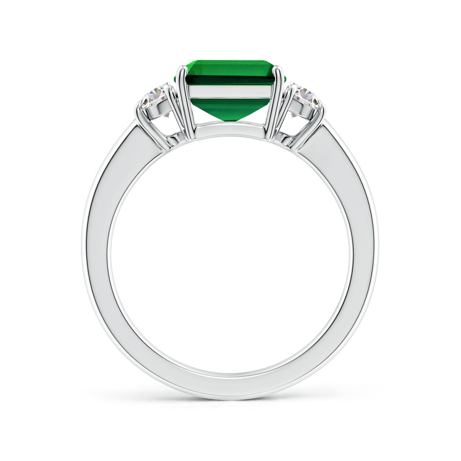 10x8mm Labgrown Lab-Grown Emerald-Cut Emerald and Half Moon Lab Diamond Three Stone Ring in S999 Silver side 199