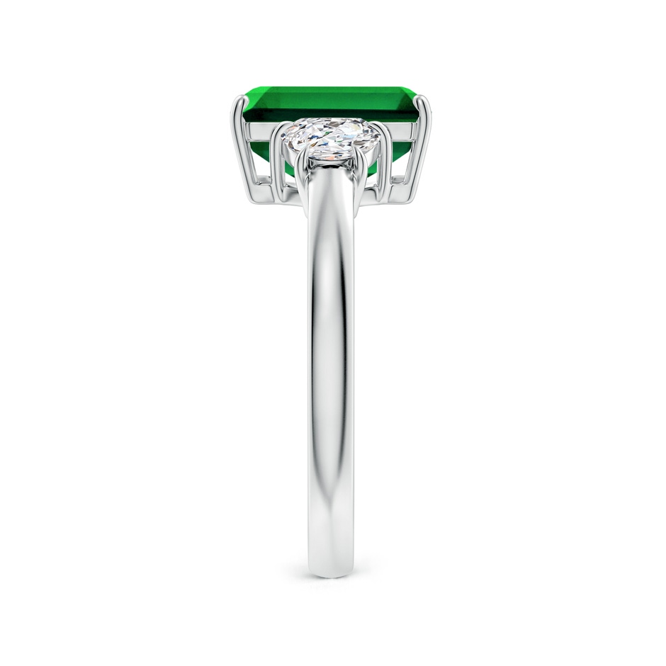 10x8mm Labgrown Lab-Grown Emerald-Cut Emerald and Half Moon Lab Diamond Three Stone Ring in S999 Silver side 299