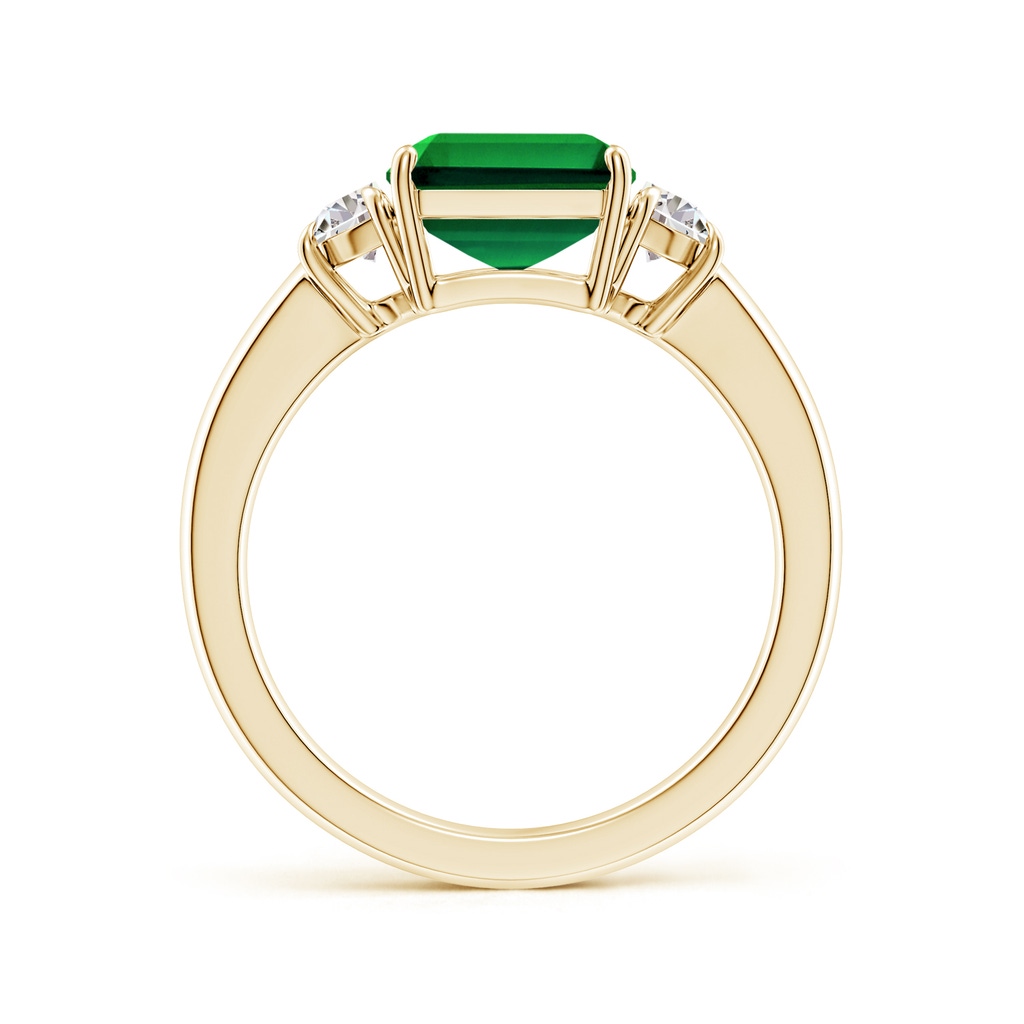 10x8mm Labgrown Lab-Grown Emerald-Cut Emerald and Half Moon Lab Diamond Three Stone Ring in Yellow Gold - side 199