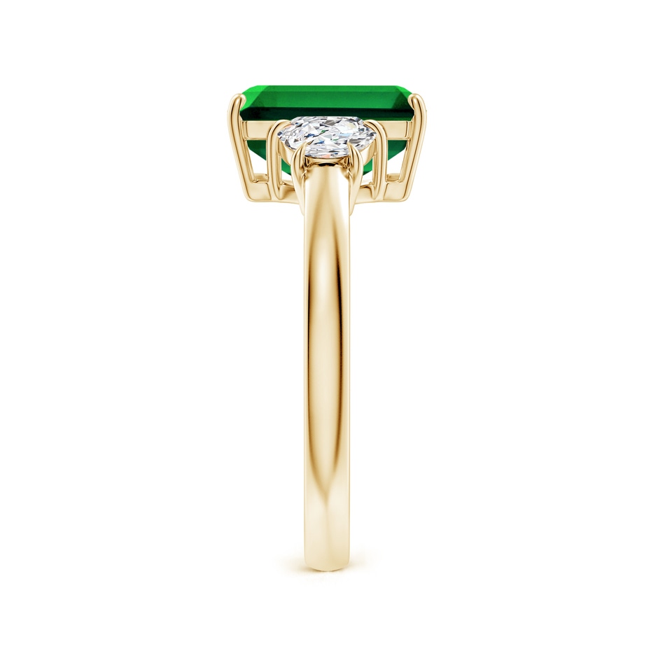 10x8mm Labgrown Lab-Grown Emerald-Cut Emerald and Half Moon Lab Diamond Three Stone Ring in Yellow Gold side 299