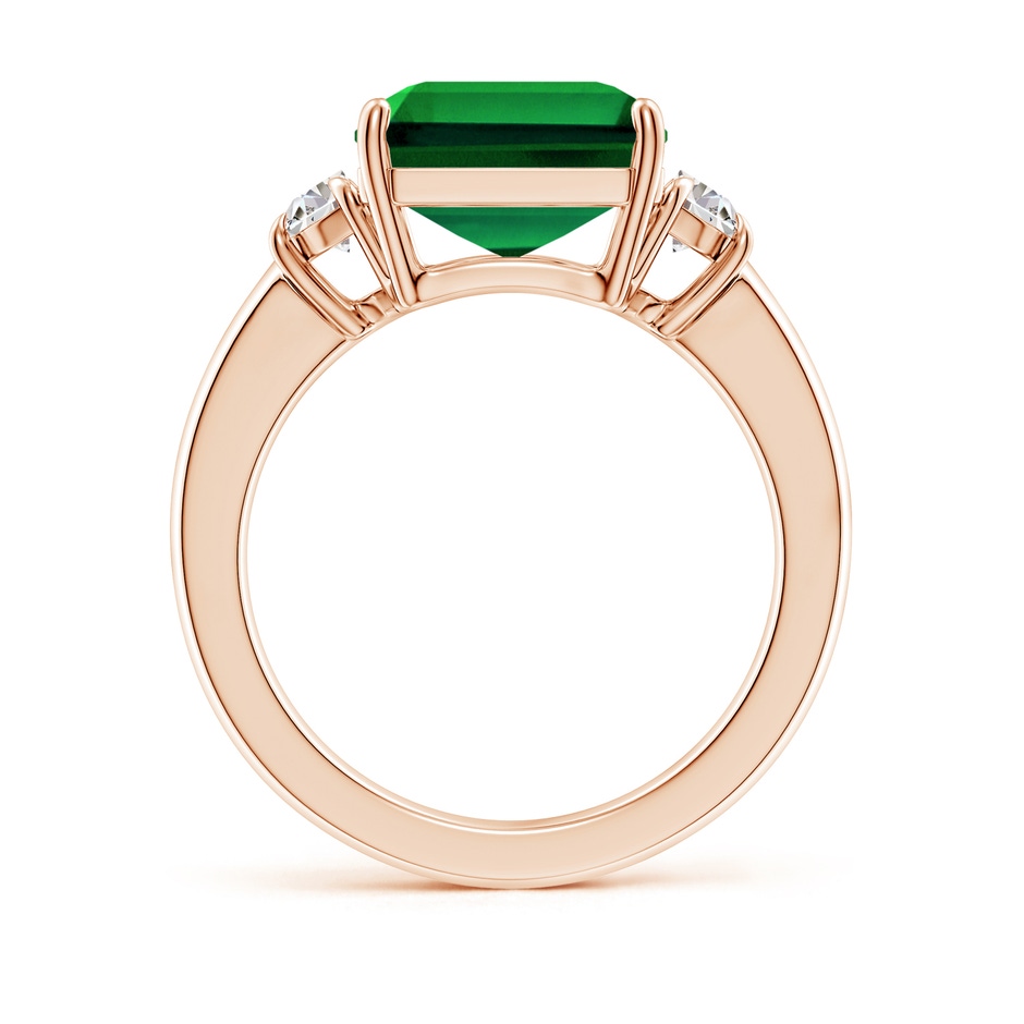 12x10mm Labgrown Lab-Grown Emerald-Cut Emerald and Half Moon Lab Diamond Three Stone Ring in 18K Rose Gold side 199
