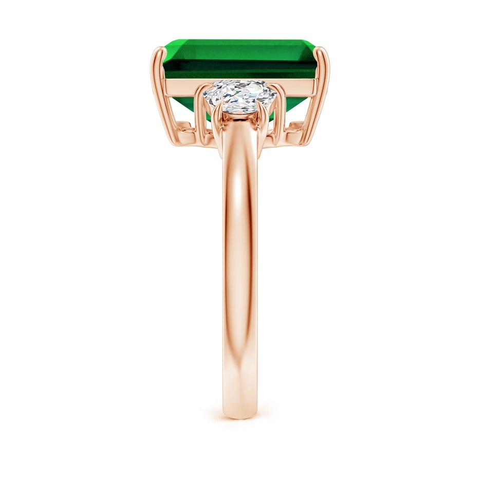 12x10mm Labgrown Lab-Grown Emerald-Cut Emerald and Half Moon Lab Diamond Three Stone Ring in 18K Rose Gold side 299